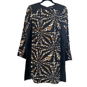 Alice & Trixie M Black Silk Abstract Print Shift Mini Dress Modern Work Chic